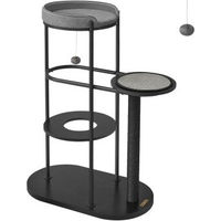 Produktbild von FEANDREA Kratzbaum für Katzen mit Metallrohren, Sisalstamm und Kissen in Schwarz und Grau
