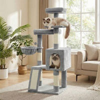 Produktbild von FEANDREA Kratzbaum für Katzen mit Rampe und 3 Plattformen, 136 cm, Grau