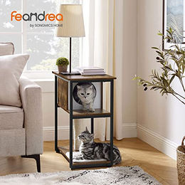 Feandrea Kratzbaum für Katzen mit Sisalstämmen und Plüschhöhle in Braun Schwarz klein – Bild 1 von 6