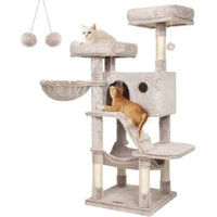 Produktbild von FEANDREA Kratzbaum für Katzen mit weichem Plüschbezug in Braun und Grau 135 cm