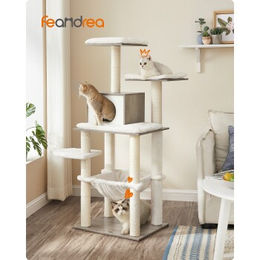 Feandrea Kratzbaum für Katzen modern hellgrau 138cm – Bild 1 von 2