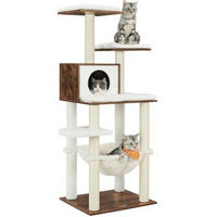 Produktbild von FEANDREA Kratzbaum für Katzen XL 138cm in Braun und Weiß mit Plüsch