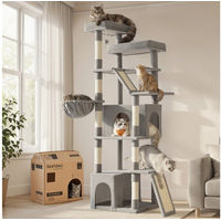 Produktbild von Feandrea Kratzbaum Jumbo für Katzen mit Sisalstämmen und Kratzbrett, mehrstöckiger Katzenturm in Grau, 55 x 45 x 185 cm