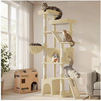 Produktbild von Feandrea Kratzbaum Jumbo für Katzen mit Sisalstämmen und Kratzbrett, mehrstöckiger Kletterbaum in Beige, 55 x 45 x 185 cm