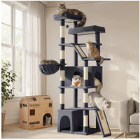 Produktbild von Feandrea Kratzbaum Jumbo für Katzen mit Sisalstämmen und Kratzbrett, mehrstöckiger Kletterbaum in Grau, 55 x 45 x 185 cm