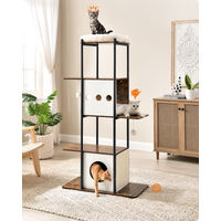 Produktbild von Feandrea Kratzbaum Katzenturm mit großer Plattform und Kratzmatte in Braun und Weiß