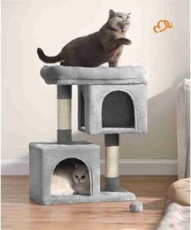 Feandrea Kratzbaum M für Katzen mit Sisalstämmen in Grau und Beige – Bild 1 von 13