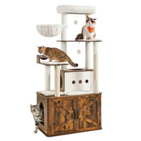 Produktbild von Feandrea Kratzbaum mit großer Höhle und Katzenklo-Schrank 170 cm hoch