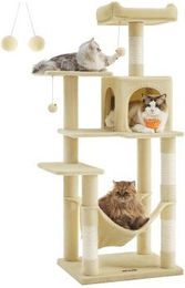 FEANDREA Kratzbaum mit Hängematte und Höhle in Beige, 143 cm hoch – Bild 1 von 5