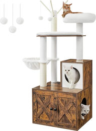 Feandrea Kratzbaum mit integrierter Katzentoilette in Braun aus Spanplatte – Bild 1 von 2