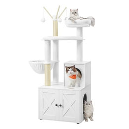 Feandrea Kratzbaum mit Katzenklo-Schrank und waschbarem Kissen 140 cm – Bild 1 von 1