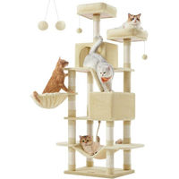 Produktbild von FEANDREA Kratzbaum XL für große Katzen 168 cm mit Plüsch in Beige Grau Weiß