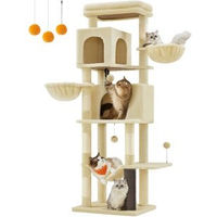 Produktbild von FEANDREA Kratzbaum XL für Katzen in Beige und Grau mit Plüsch und Höhlen