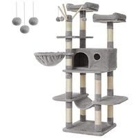 Produktbild von FEANDREA Kratzbaum XL für Katzen in Grau mit Höhle und Plüsch 164 cm