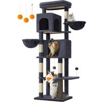 Produktbild von FEANDREA Kratzbaum XL für Katzen in Grau und Beige mit Höhlen und Liegemulden