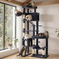 Produktbild von Feandrea Kratzbaum XXL Clawfy Kollektion Dunkelgrau mit 6 Ruhebereichen und Sisalstämmen für große Katzen 105 x 45 x 202 cm