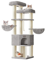 Feandrea Kratzbaum XXL für Katzen in Grau mit Sisalstämmen 55 x 55 x 186.7 cm – Bild 1 von 2