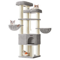 Produktbild von Feandrea Kratzbaum XXL für Katzen in Grau mit Sisalstämmen 55 x 55 x 186.7 cm