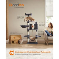 Produktbild von FEANDREA Kratzbaum XXL Jumbo für Katzen mit integriertem Katzennapf und Sisal in Grau