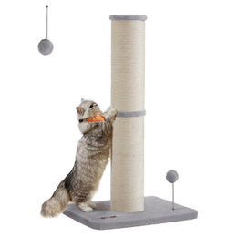Feandrea Kratzsäule für Katzen mit Sisal und Plüschball sowie Glocke in Grau – Bild 1 von 10