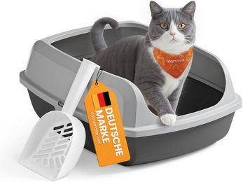 Feandrea Offene Katzentoilette XL in Grau aus Kunststoff mit Schaufel für Katzen aller Altersstufen – Bild 1 von 7
