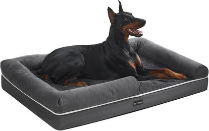 Produktbild von Feandrea Orthopädisches Hundebett aus Plüsch in Grau mit abnehmbarem Bezug 120 x 85 x 20 cm