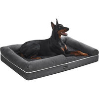 Produktbild von Feandrea Orthopädisches Hundebett aus Plüsch in Grau mit abnehmbarem Bezug 120 x 85 x 20 cm