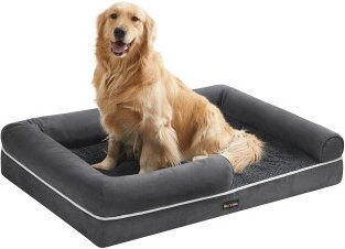Feandrea Orthopädisches Hundebett aus Plüsch mit erhöhten Rändern in Grau XL – Bild 1 von 3