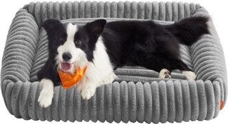 FEANDREA Orthopädisches Hundebett in XL mit Plüsch und waschbarem Hundekissen in Grau – Bild 1 von 3