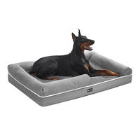 Produktbild von Feandrea Orthopädisches Hundesofa mit Seitenwänden aus Plüsch, Grau, Größe L für große und riesige Hunde sowie Senioren