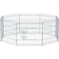 Produktbild von FEANDREA Welpenauslauf und Freigehege für Hunde und Kaninchen faltbar Silber Metall 122 x 122 x 61 cm
