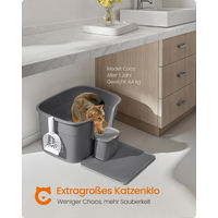 Produktbild von FEANDREA XL Katzentoilette Offene Schalentoilette aus Kunststoff für erwachsene Katzen in Grau oder Beige