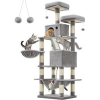 Produktbild von FEANDREA XL Kratzbaum für Katzen 168cm aus Plüsch in Grau Weiß Beige mit Kippschutz