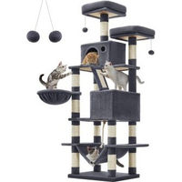 Produktbild von FEANDREA XL Kratzbaum für Katzen mehrstöckig mit Plüsch 168 cm Grau