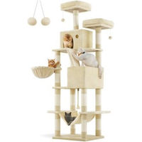 Produktbild von FEANDREA XXL Katzenbaum beige mit 13 Kratzsäulen und Plüsch für Katzen aller Altersstufen 206 cm