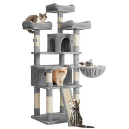 Feandrea XXL Katzenbaum Kratzbaum aus Plüsch in Grau 169 cm – Bild 1 von 11
