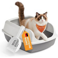 Produktbild von Feandrea XXL Katzenklo offene Schalentoilette mit hohen Seitenwänden und Schaufel Weiß
