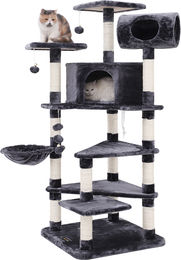 Feandrea XXL Kratzbaum für Katzen aus Holz, Plüsch und Sisal in Grau, 165 cm Höhe – Bild 1 von 8