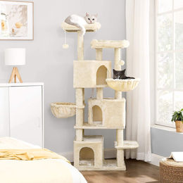 Feandrea XXL Kratzbaum für Katzen in Beige mit 3 Katzenhöhlen und 164 cm Höhe – Bild 1 von 1