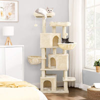 Produktbild von Feandrea XXL Kratzbaum für Katzen in Beige mit 3 Katzenhöhlen und 164 cm Höhe