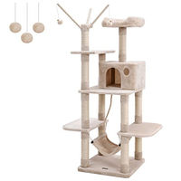 Produktbild von Feandrea XXL Kratzbaum für Katzen mit Höhle, Hängematte und Spielsisal, 154 cm, Beige Grau