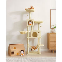 Produktbild von FEANDREA XXL Kratzbaum für Katzen 199 cm mit großer Höhle und Sisalstämmen in Grau Beige