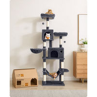 Produktbild von FEANDREA XXL Kratzbaum für Katzen 199cm mit großer Höhle und Plüsch in Grau und Beige