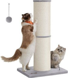 Feandrea XXL Kratzbaum für Katzen mit Sisal-Elementen, Plüschball und Glocke in Grau – Bild 1 von 3