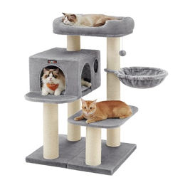 FEANDREA XXL Kratzbaum für Katzen mit Sisal-Elementen und Liegemulde 112 cm Grau/Beige – Bild 1 von 9