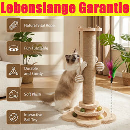FEANDREA XXL Kratzbaum für Katzen mit Sisalsäulen und Höhle in Beige und Grau – Bild 1 von 13