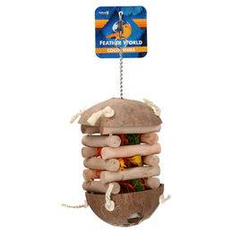 Feather World Vogelspielzeug Coco Jenga aus Kokosnuss für Papageien – Bild 1 von 1