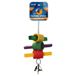 Feather World Vogelspielzeug Colour Fun mit Glocke aus Holz für Wellensittiche und Nymphensittiche – Bild 1 von 3