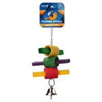 Produktbild von Feather World Vogelspielzeug Colour Fun mit Glocke aus Holz für Wellensittiche und Nymphensittiche