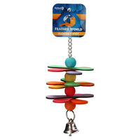 Produktbild von Feather World Vogelspielzeug Flower Twist mit Glocke und Holz für Wellensittiche bunt - 19 cm